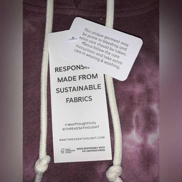 NWT‎ Threads 4 Thought purple and white tie die hoodie size small - Picture 5 of 9